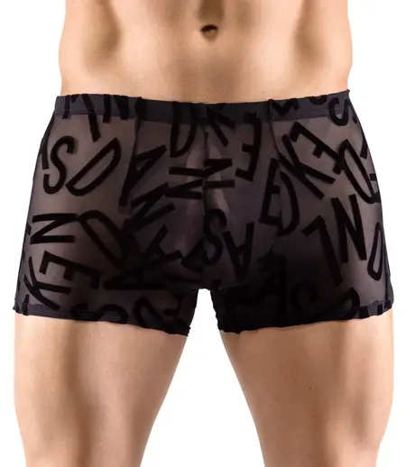 Svenjoyment Alphabet Print Transparent Black Pants Size S