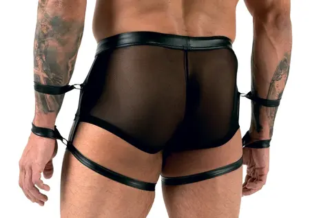 Svenjoyment Bondage Black Mesh Pants S with Removable Restraint System