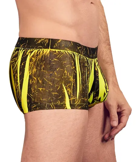 NEK Neon Yellow Stretch Pants M - Modern Fit, Black Print
