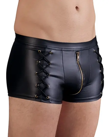 NEK Mat crne muške pantalone S sa bočnim vezivanjem i prednjim rajsferšlusom