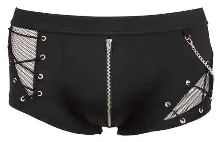 NEK Muške Crne Mesh Pantalone M sa Lancem i Prednjim Rajfeslusom, Rastegljiva Tkanina