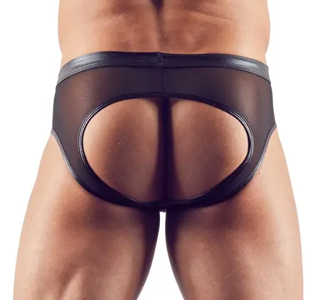 Svenjoyment Muške otvorene gaćice 2XL Crna Wet Look Powernet