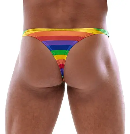 Svenjoyment Thong Rainbow Stripes M - Vibrant Stretch Fabric