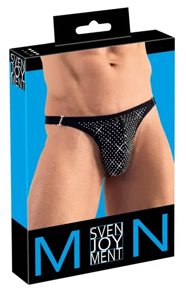 Svenjoyment muški string XL crni sa šarenim kamenovima