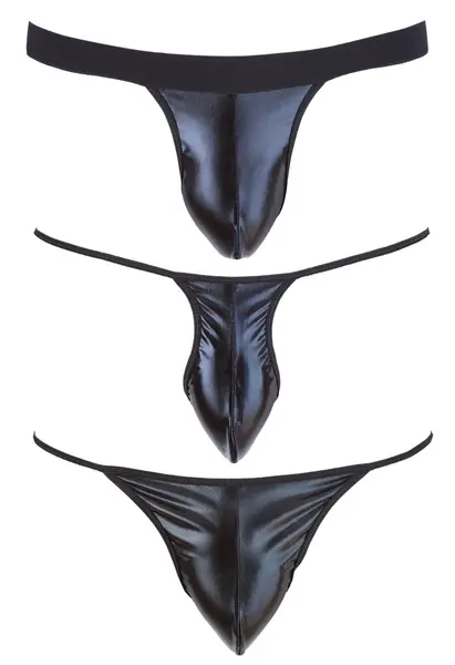 NEK muški donji veš set 3-komada wet look S-L crni rastegljivi materijal