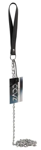 ZADO Kožni Povodac 110 cm - Crna Cepana Koža i Metalni Lanac