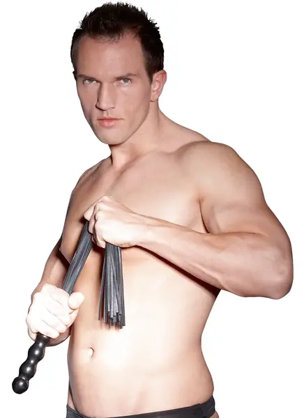 ZADO Kožni Floger sa Talasastom Drvenom Ručkom, 56 cm, Crni