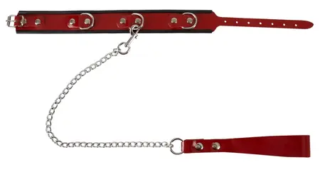 ZADO Red Vinyl Leather Collar and Leash Set, Adjustable, 85 cm