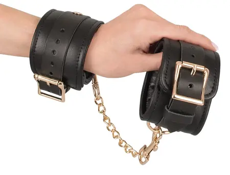 ZADO Leather Handcuffs Gold Edition - Premium Padded Wrist Restraints