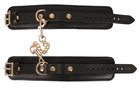 ZADO Leather Handcuffs Gold Edition - Premium Padded Wrist Restraints