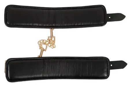 ZADO Leather Handcuffs Gold Edition - Premium Padded Wrist Restraints