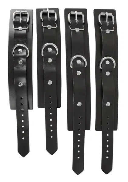 ZADO Leather Hogtie Bondage Set Adjustable Buckle Cuffs Black