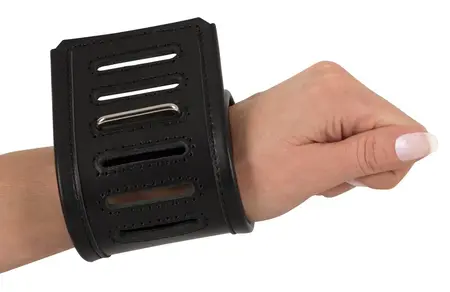 ZADO Leather Wrist Restraints Adjustable Black 30x8 cm