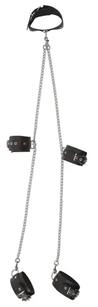 ZADO Leather Restraints Set Adjustable with Chains - Black, 6 cm Wide