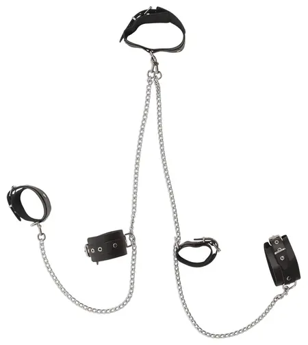 ZADO Leather Restraints Set Adjustable with Chains - Black, 6 cm Wide