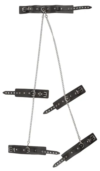 ZADO Leather Restraints Set Adjustable with Chains - Black, 6 cm Wide