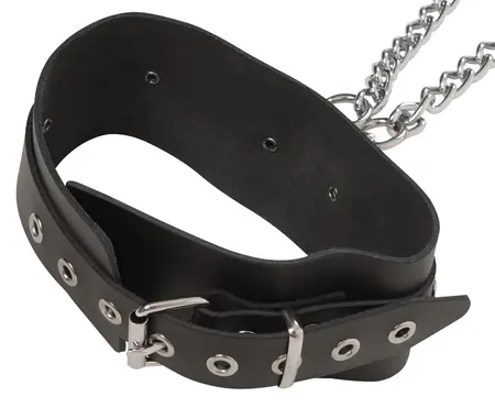 ZADO Leather Restraints Set Adjustable with Chains - Black, 6 cm Wide