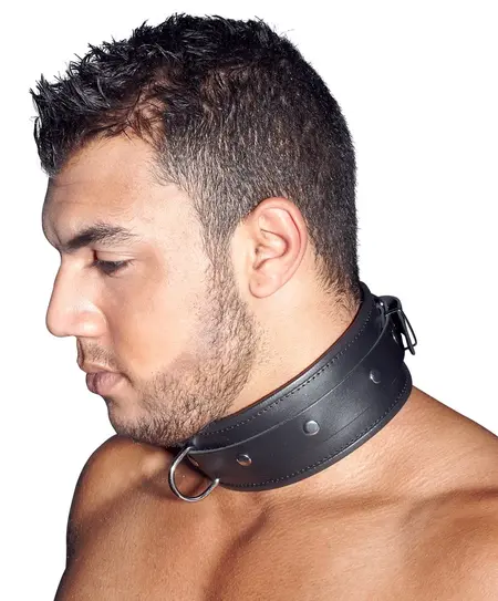 ZADO Leather Neck Collar S/M Adjustable Black 32-48cm
