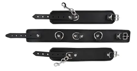 ZADO Bondage Set - Kožna Ogrlica i Podesive Lisice, Crni