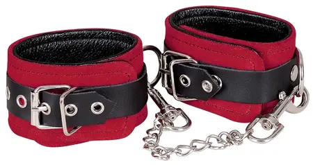 ZADO Red Ankle Restraint System - Adjustable Suede Leather, Black Padding