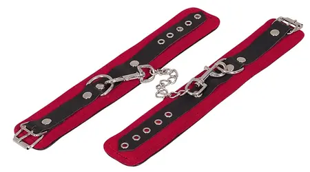 ZADO Red Ankle Restraint System - Adjustable Suede Leather, Black Padding