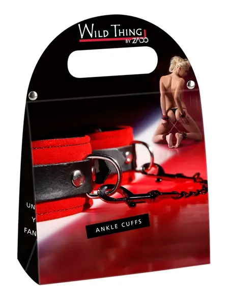 ZADO Red Ankle Restraint System - Adjustable Suede Leather, Black Padding