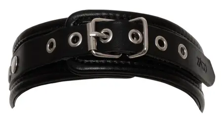 ZADO Kožna podesiva kragna S-L, crna, 32-50 cm, metalni prsten