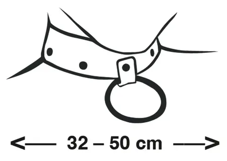 ZADO Kožna podesiva kragna S-L, crna, 32-50 cm, metalni prsten