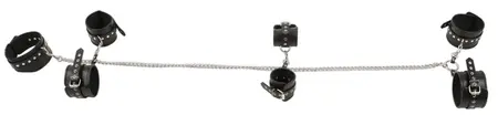 ZADO Leather Bondage Set - Adjustable Black Leather Cuffs & Collar
