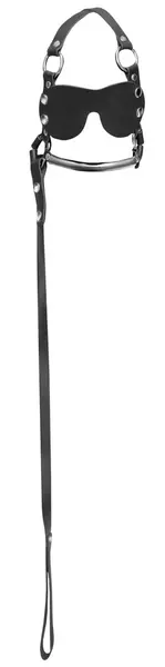 ZADO Leather Adjustable Head Harness with Removable Bit and Blindfold