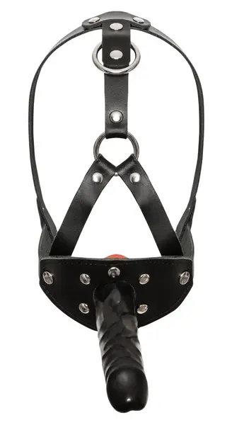 LeatherHead Podesivi pojas za glavu sa lateks dodatkom, crna/crvena, 13cm