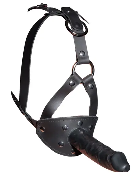 LeatherHead Podesivi pojas za glavu sa lateks dodatkom, crna/crvena, 13cm