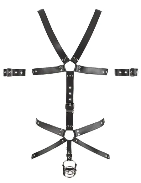 ZADO Leather Harness L/XL - Adjustable Split Leather with Metal Rings