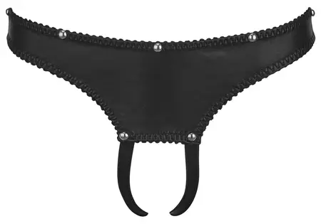 ZADO Lamb Nappa Leather Crotchless String S - Adjustable Straps, Black