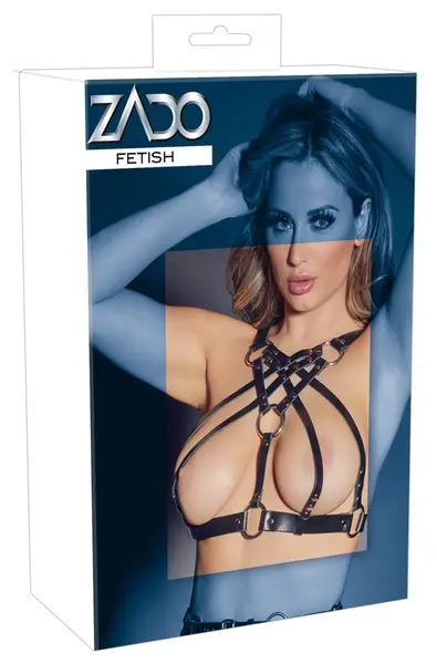 ZADO Leather Chest Harness S-L Adjustable Straps Black Buffalo Leather