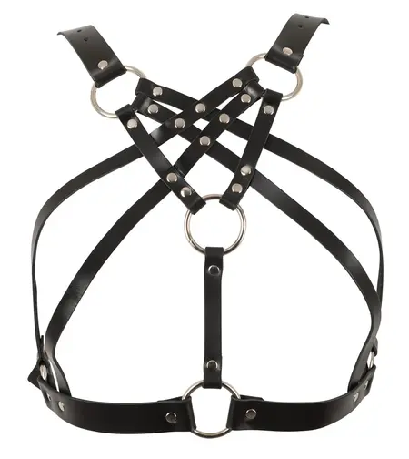 ZADO Leather Chest Harness S-L Adjustable Straps Black Buffalo Leather
