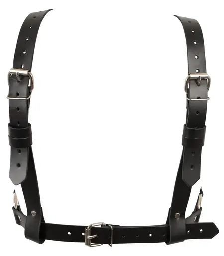 ZADO Leather Chest Harness S-L Adjustable Straps Black Buffalo Leather