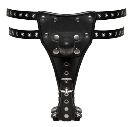 ZADO Leather Harness L/XL with 3 Removable Latex Attachments Black
