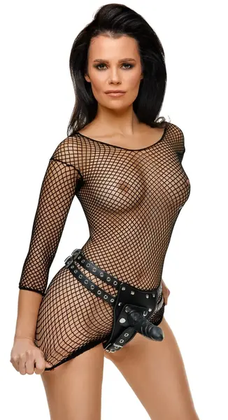 ZADO Leather Harness Set with 3 Removable Latex Attachments, Adjustable