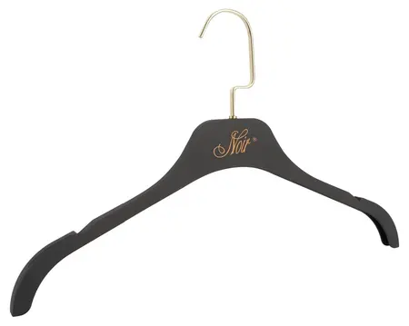 NOIR Ručno rađene velvet vešalice za odeću, zlatna kuka, 43cm, set od 5, crna