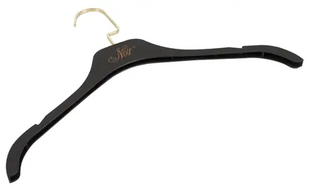 NOIR Ručno rađene velvet vešalice za odeću, zlatna kuka, 43cm, set od 5, crna