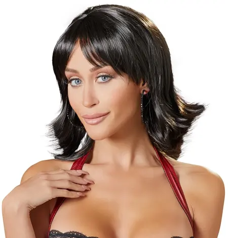Cottelli Collection Choppy Crna Perika do Ramena 30cm Podesiva