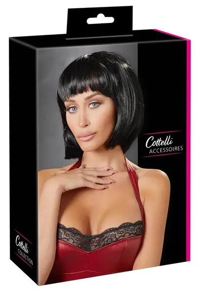 Cottelli Collection Crna Perika Bob do Brade Podesiva 28cm