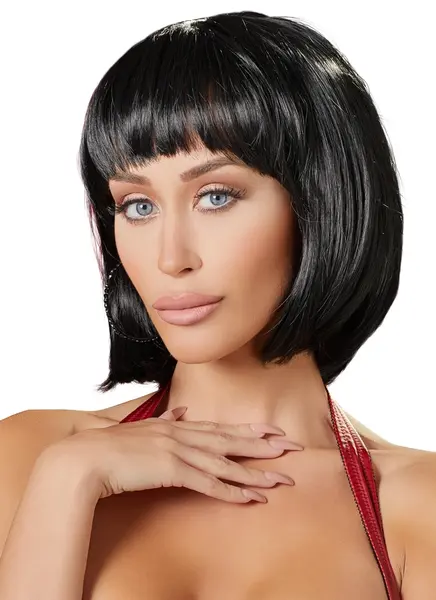 Cottelli Collection Crna Perika Bob do Brade Podesiva 28cm