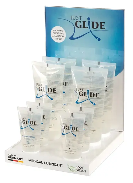 Just Glide Waterbased Lubricant Display Set - 10-Piece Counter Stand