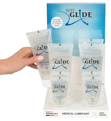 Just Glide Waterbased Lubricant Display Set - 10-Piece Counter Stand