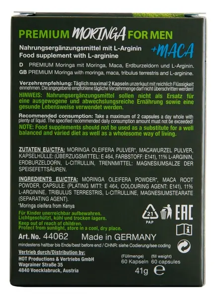 HOT BIO Moringa Man Power kapsule 60 kom - Veganski biljni kompleks