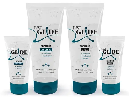 Just Glide Premium Set - Water-Based & Silicone-Infused Lubricants 4-Pack