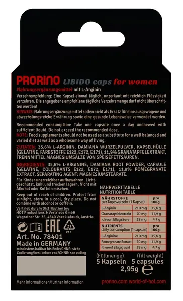 Prorino Libido Women kapsule 5 kom - Dijetetski suplement za žene