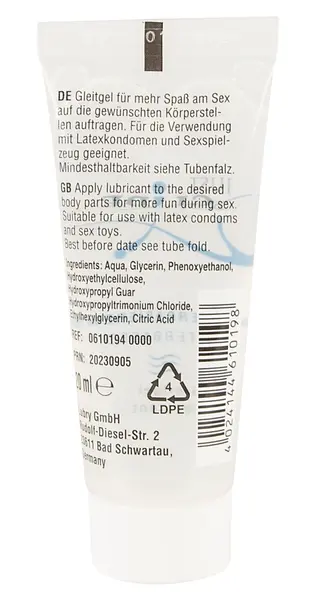 Just Glide Lubrikant na bazi vode 20ml - Veganska, univerzalna formula